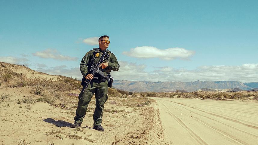 Agent patrols the southern border near the El Centro Border Patrol Station in California.